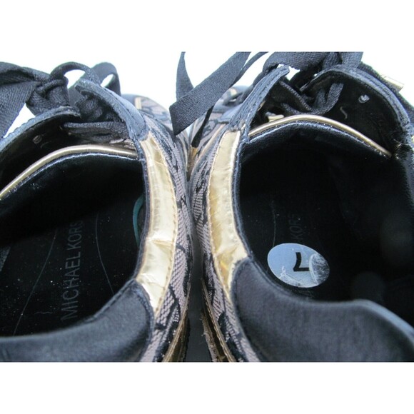 Michael Kors  Black And Gold Logo Lace Up Sneakers Womens Size US 7 M - Picture 5 of 16